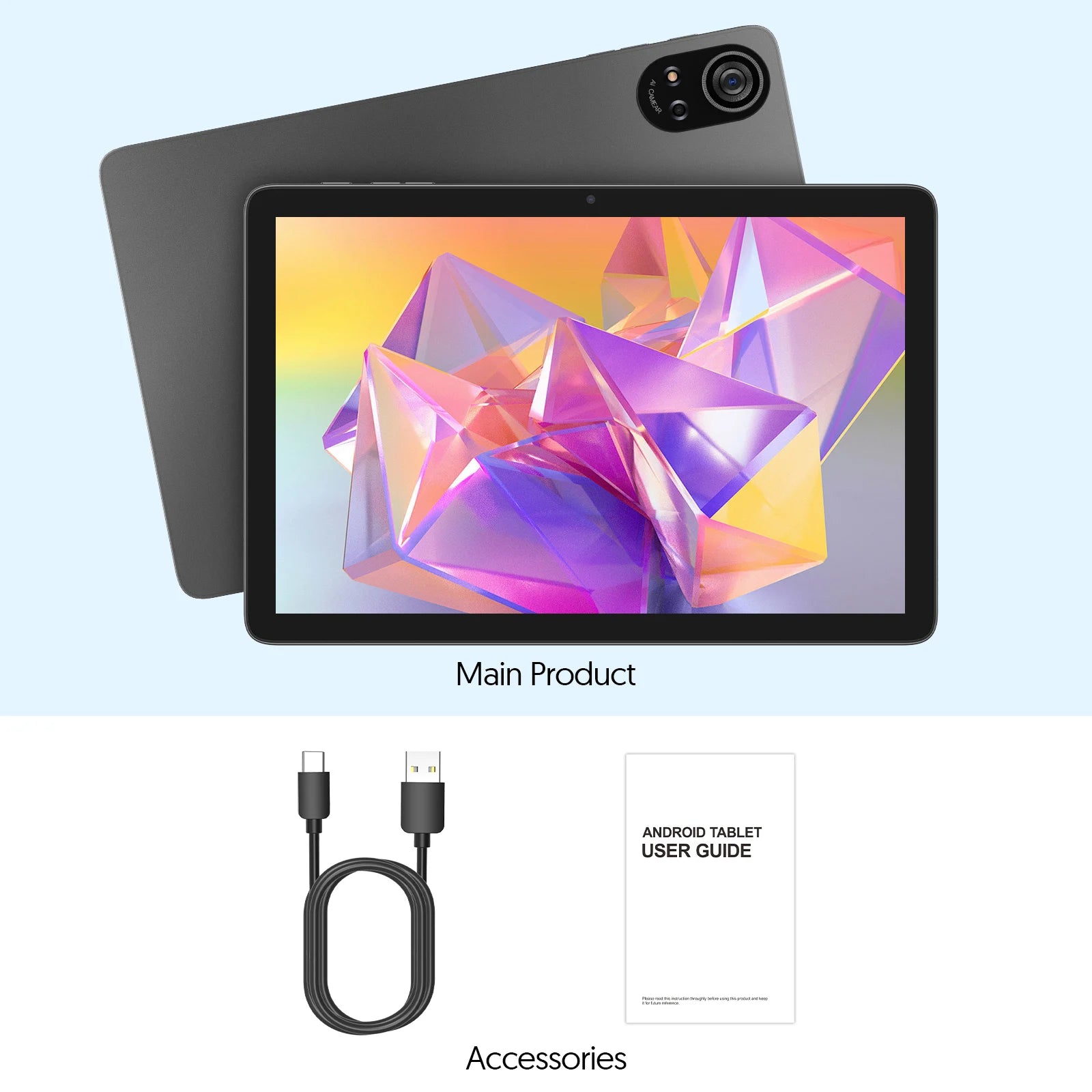 BAKEN 10-inch Android 15 tablet, A333 penta-core processor, 24GB (6GB + 18GB expansion) RAM + 128GB ROM, 5G WiFi, 8000mAh