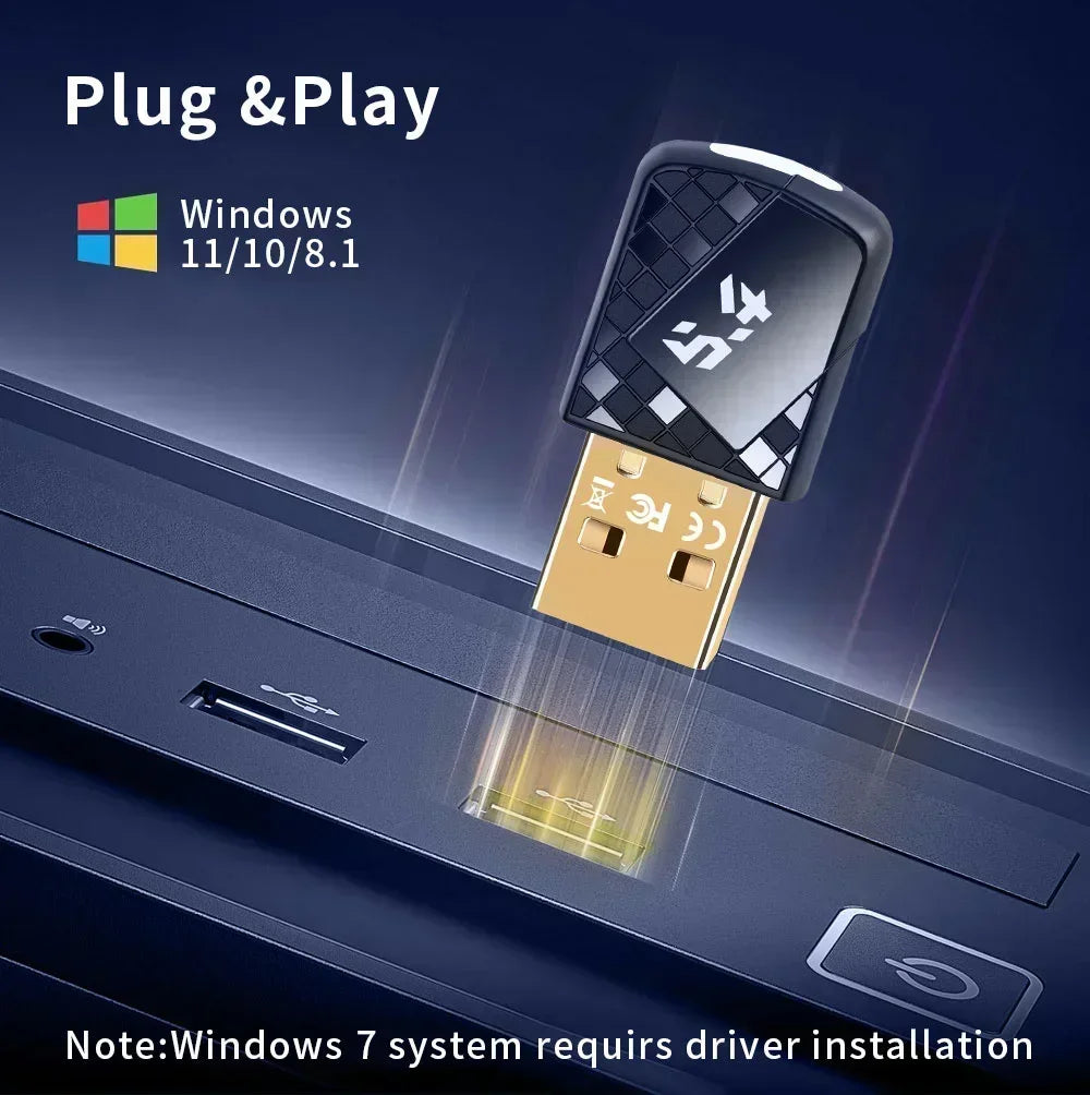 USB Bluetooth 5.4 Dongle Bluetooth Receiver Transmitter for PC Speaker Wireless Mouse Keyboard Music Audio Adapter