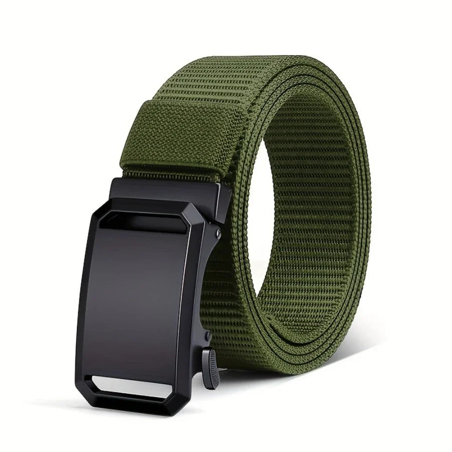 New Automatic Buckle Belt, Canvas Tactical Workwear Casual Outdoor Military Training Pants Belt For Men