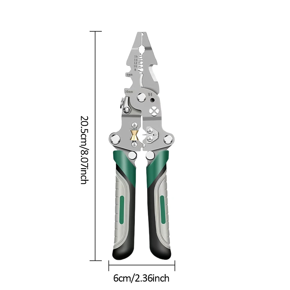 Foldable wire stripper, pulley design multi-function electrician wire splitter wire winding pliers crimping pliers hand tool