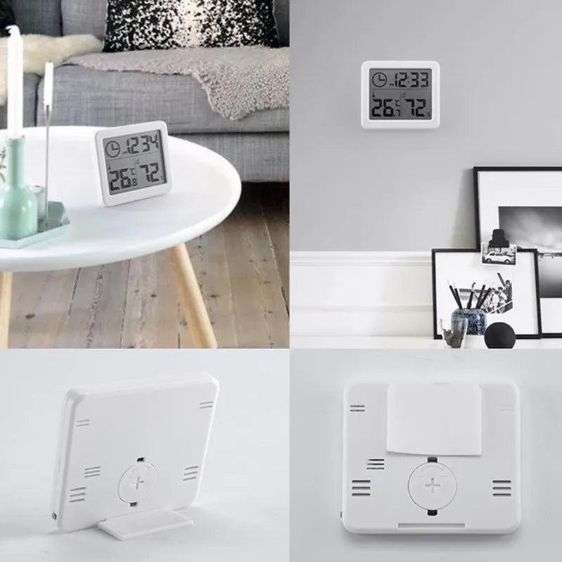 Multifunction Thermometer Hygrometer Automatic Electronic Temperature Humidity Monitor Clock 3.2inch Large LCD Screen