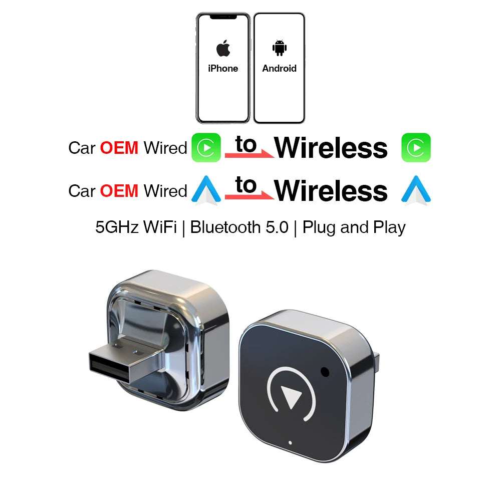 New Wireless CarPlay Android Auto Adapter USB Dongle Smart Mini Box Plug And Play Universal For VW Toyota Nissan Honda Ford Benz