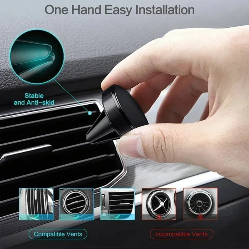 Car Air Vent Magnetic Phone Holder GPS Smartphone Stand Mount For Mag-safe iPhone 16 15 14 13 12 Pro Xiaomi Samsung Mini Stand