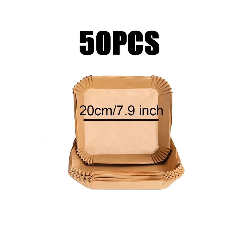 50/100PCS Air Fryer Disposable Paper Square Round Baking Paper Barbecue Plate NonStick Mat Kitchen Oven Oil Absorbing Paper Tool