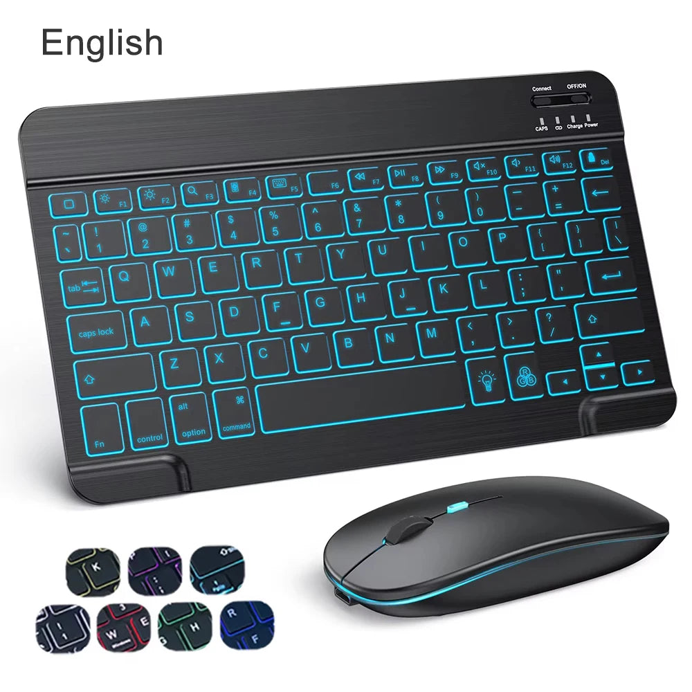 10 inch Backlit For iPad Keyboard and Mouse Backlight Bluetooth Keyboard For IOS Android Windows Wireless Keyboard and Mouse