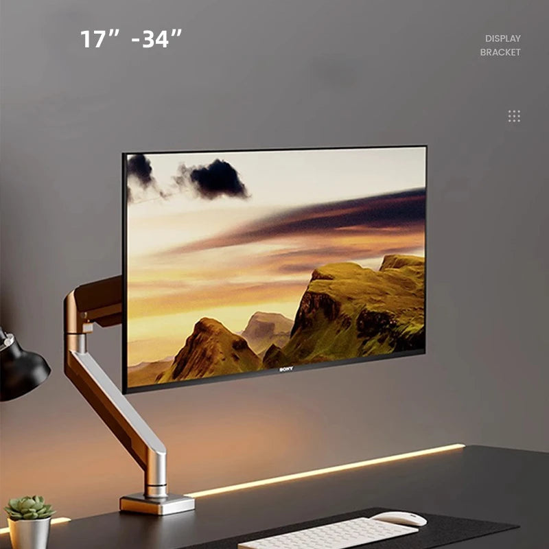 Single Monitor Mount Bracket for 14″–32″ Screens, Height Adjustable Monitor Arm with C-Clamp, Home Office Monitor Stand