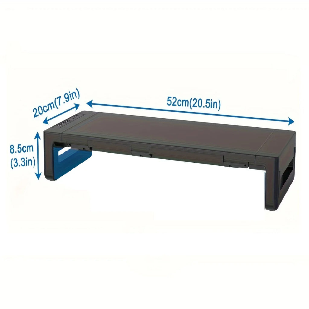 Computer Monitor Stands Foldable with USB3.0 Port Keyboard Mouse Storage Shelf and Drawer Monitor Holder