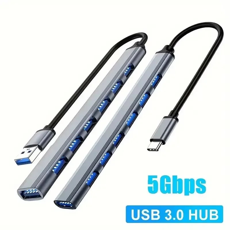 7 Ports USB 3.0 Type C HUB Expander Splitter High Speed OTG Adapter Docking Station For LaptopPC Hard Drive Mouse Keyboard