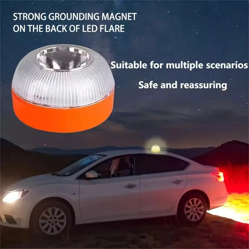 Led Car Emergency Light Flashing Light Magnetic Induction Road Accident Light Portable Strobe Warning Light