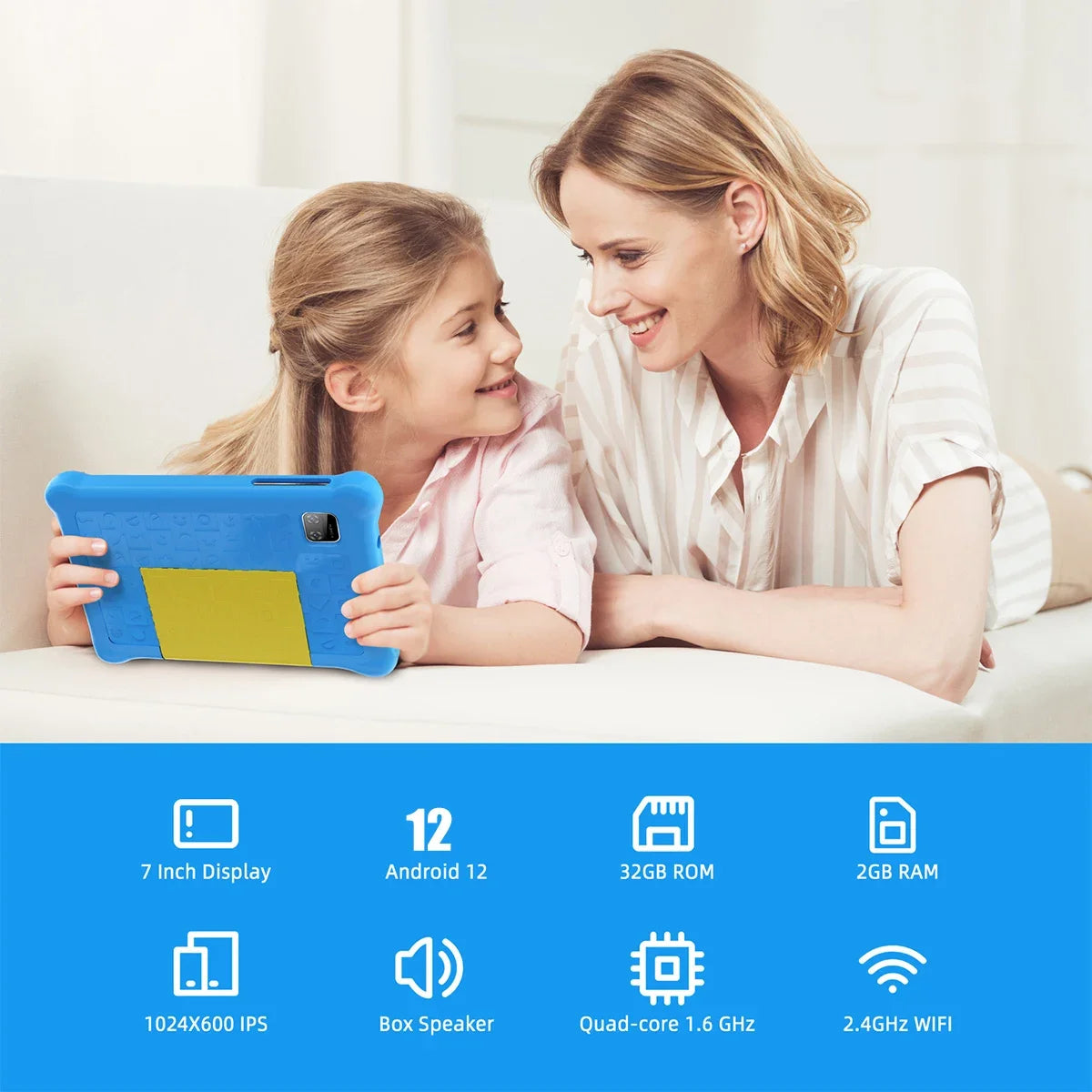 7 Inch Kid Tablet Tablet for Children Android 13 5GB RAM 32GB ROM 128GB Expandable Quad Core Wi-Fi Bluetooth Type-C Children's