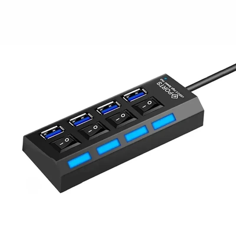 USB 2.0 Hub Multi USB Splitter Hub Use Power Adapter 7 Port Multiple Expander 2.0 USB Hub with Switch For PC