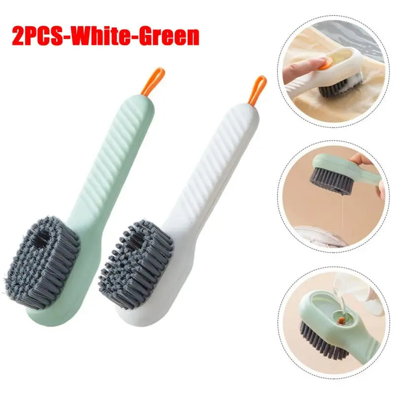 1pc Multi-function automatic spot shoe brush soft hair hand pressure hanging hole suitable for clothing carpet plastic handles
