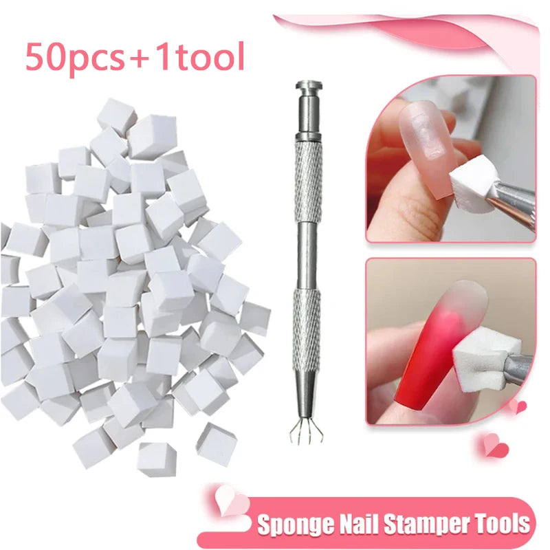 50/150pcs Sponge Gradient Nail Art Stamper Tools Gel Polish Color Gradient Brush Glitter Powder Dotting Pen For Manicure Tools