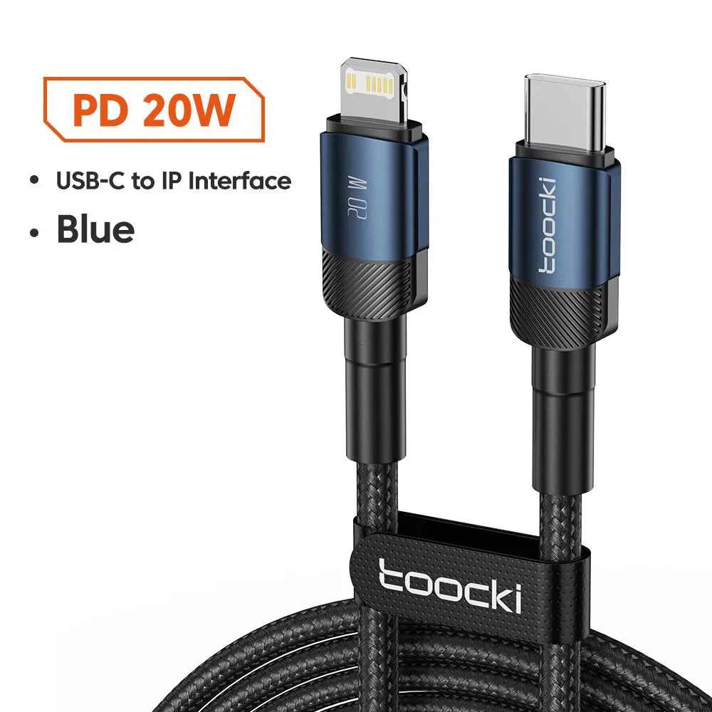 Toocki USB Type C Cable Fast Charging USB C Charger Cord For iPhone 15 14 13 12 11 Huawei P40 P30 Realme Oppo Oneplus Power Bank