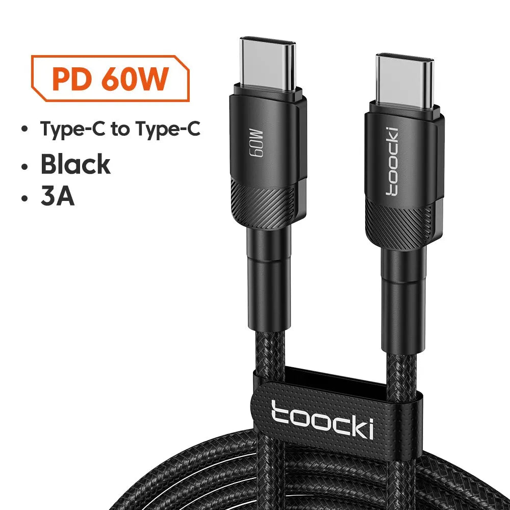 Toocki USB Type C Cable Fast Charging USB C Charger Cord For iPhone 15 14 13 12 11 Huawei P40 P30 Realme Oppo Oneplus Power Bank