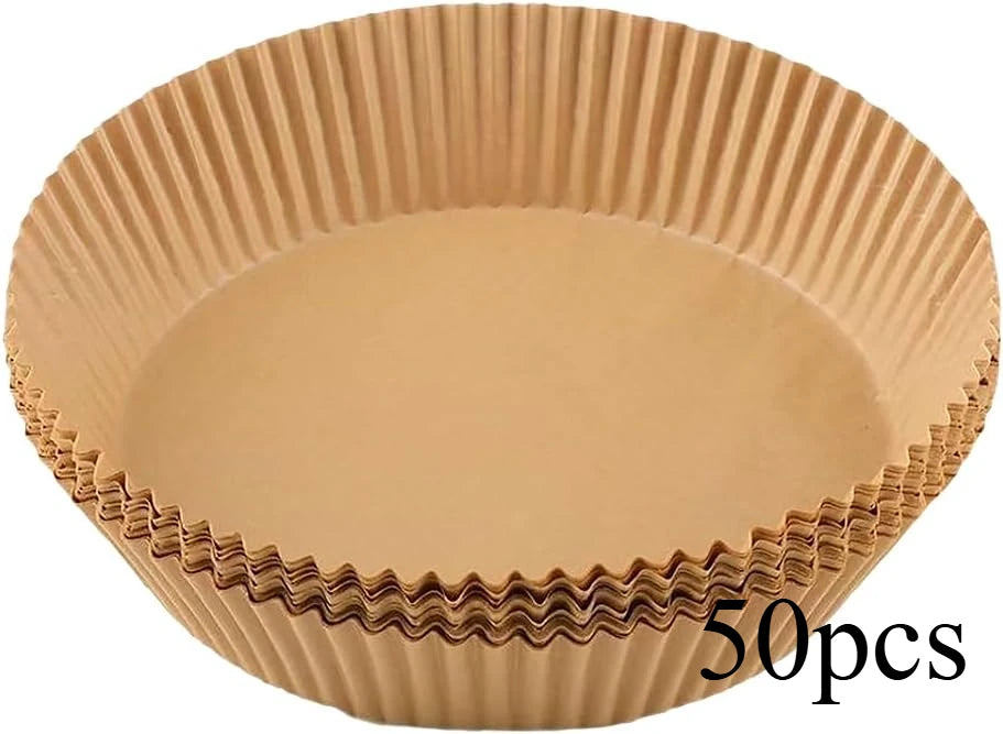 50pcs/set Air Fryer Disposable Paper Parchment Wood Pulp Steamer Cheesecake Air Fryer Accessories Baking Paper For Air Fryer