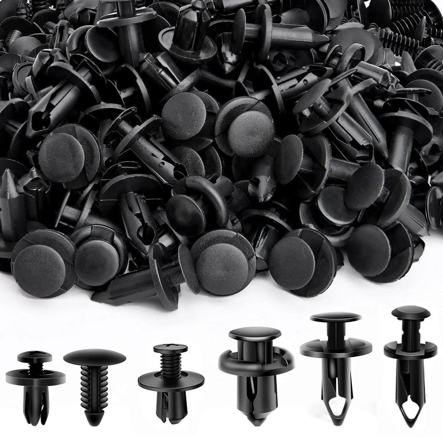 Bag of 190 Pcs Set Car Universal Buckle 6 Models Size Fastener Rivet Clamping Fastener Buckle Car Accessory Abs Material Fixed Screw
