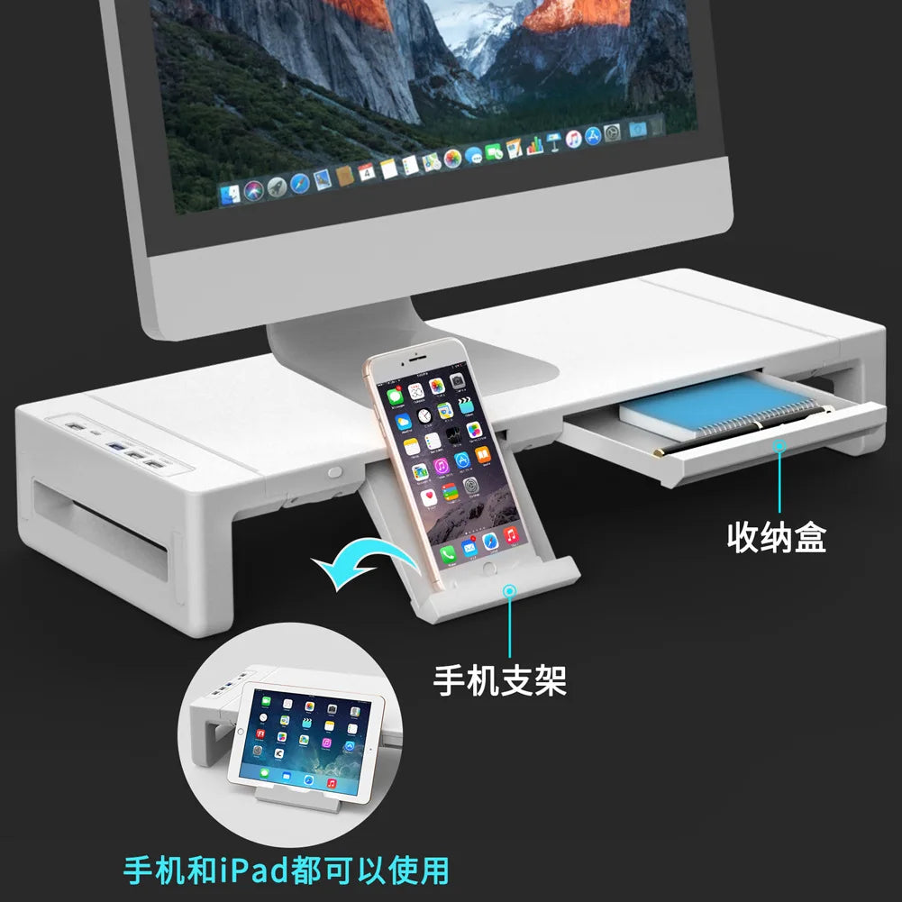 IceKing T1 Multi-Function All-In-One Monitor Stand Rgb Mouse Pad Laptop Riser Holder For Computer Accessories Office Equipment