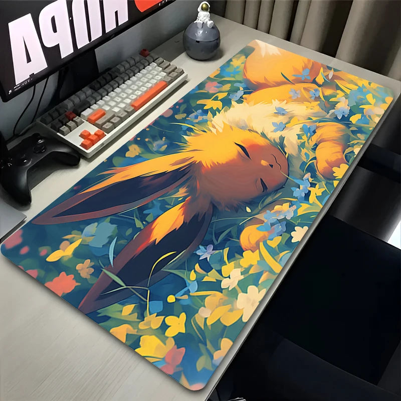 Kawaii Japan Anime Mouse Pad PC Colorful E-eevee Gamer Cabinet Mousepad HD P-pokemonS Keyboard Rug Laptop Gaming Rubber Desk Mat