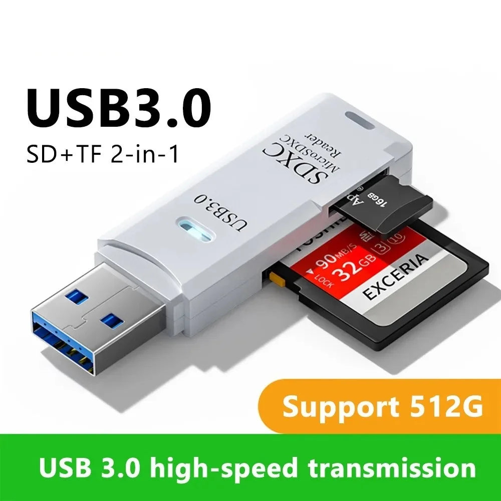 2 IN 1 USB 3.0 /USB 2.0 Card Reader SD TF Card Memory Card Reader High Speed Smart Card reader Adapter For PC Laptop Accessories