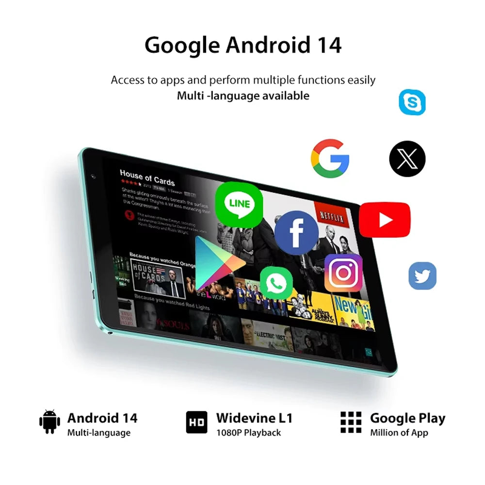 Teclast P85T Tablet PC Allwinner A523 8-Core/8inch 1280*800 HD IPS/4GB RAM/64GB ROM/5000mAh Type-C/Android 14/WiFi6+BT5.2