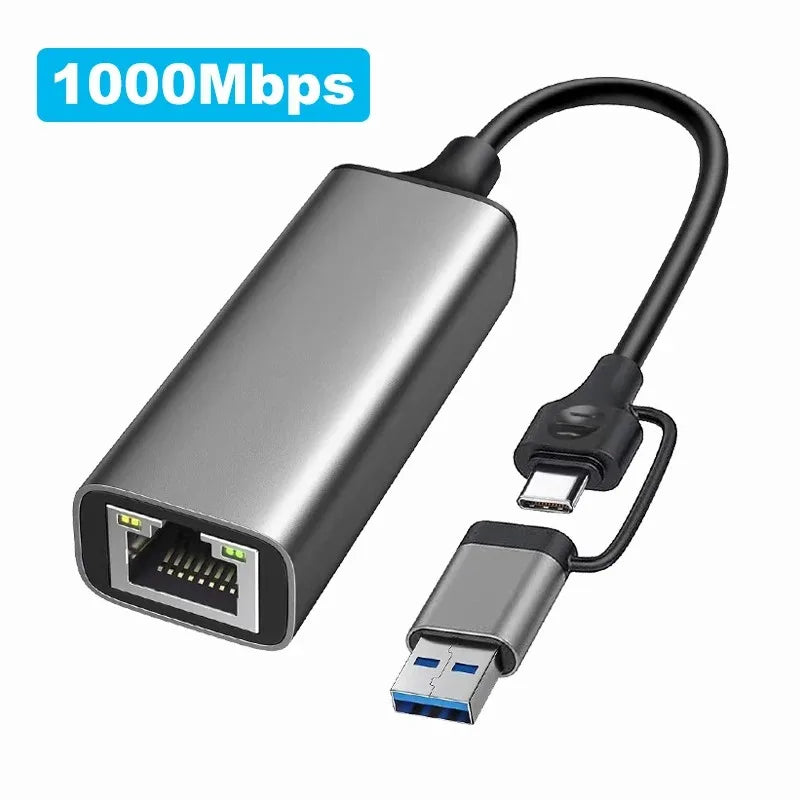 USB C to 5Gbps Ethernet Adapter RJ45 USB 3.2 Gigabit Network Adapter 5000Mbps Type C Ethernet Card For Windows 10/11 Mac OS 11