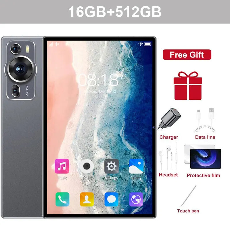 2025 Global Version New Original P60Pro Tablets Android 14 Tab 16GB+1TB 20000mAh High-end 5G Dual SIM Tablet PC With keyboard