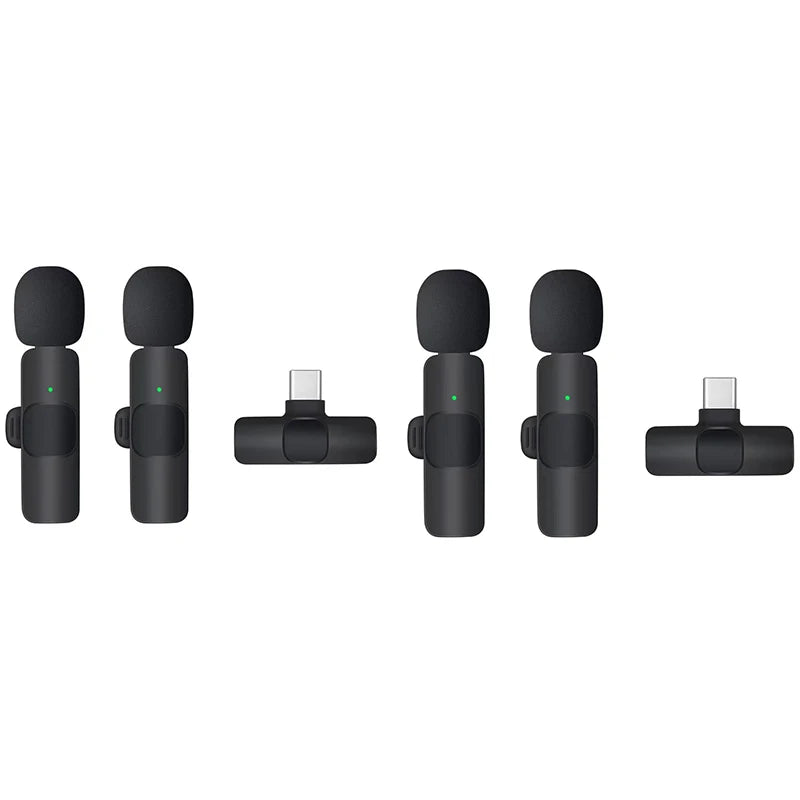 Two Wireless Lavalier Microphones Audio Video Recording Mini Microphone for iPhone Android for vlog YouTube Shooting Microphone