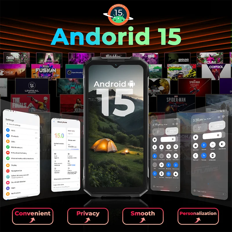 HOTWAV Hyper 7S Rugged Phone Android 15 10800mAh 20W Mobile Phone 5G Global Version 4GB 256GB Smartphone 6.6'' 120Hz Cellphone