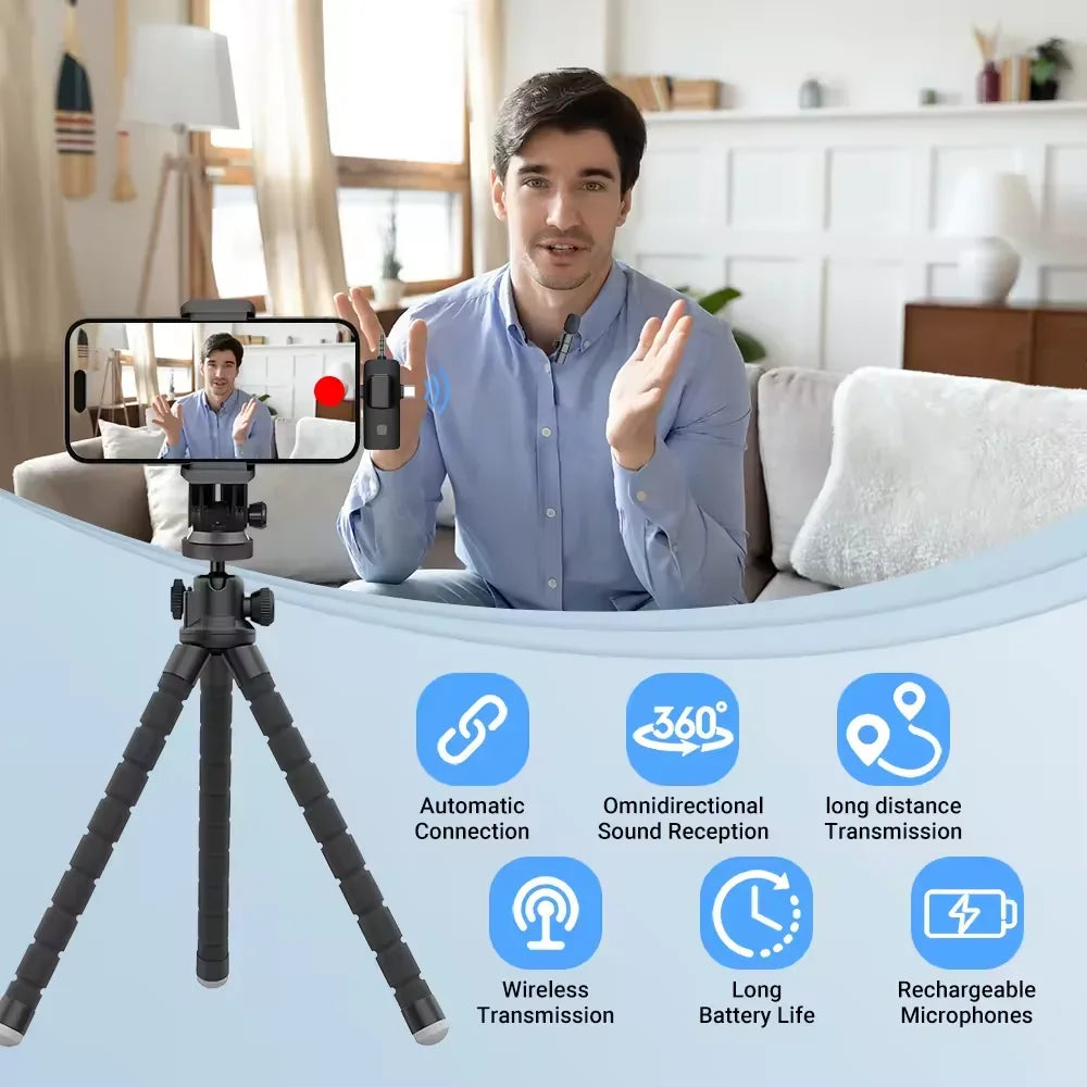 Basix Mini Lavalier Microphone Portable Audio Video Recording Mini Lapel Mic Wireless Microfone for IPhone TypeC ipad Game Phone