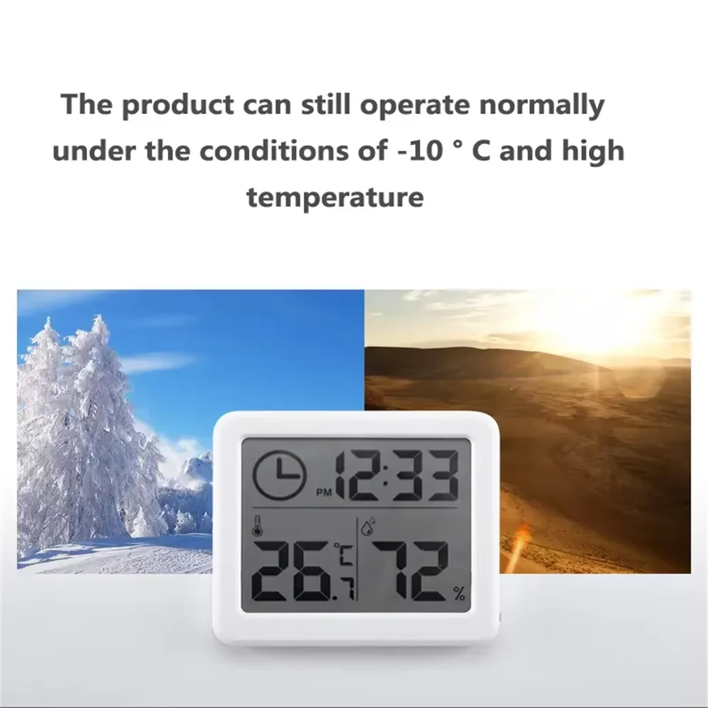 Large LCD Screen Digital Temperature Humidity Table Clock Automatic Monitoring Multifunction Electronic Desk Clock