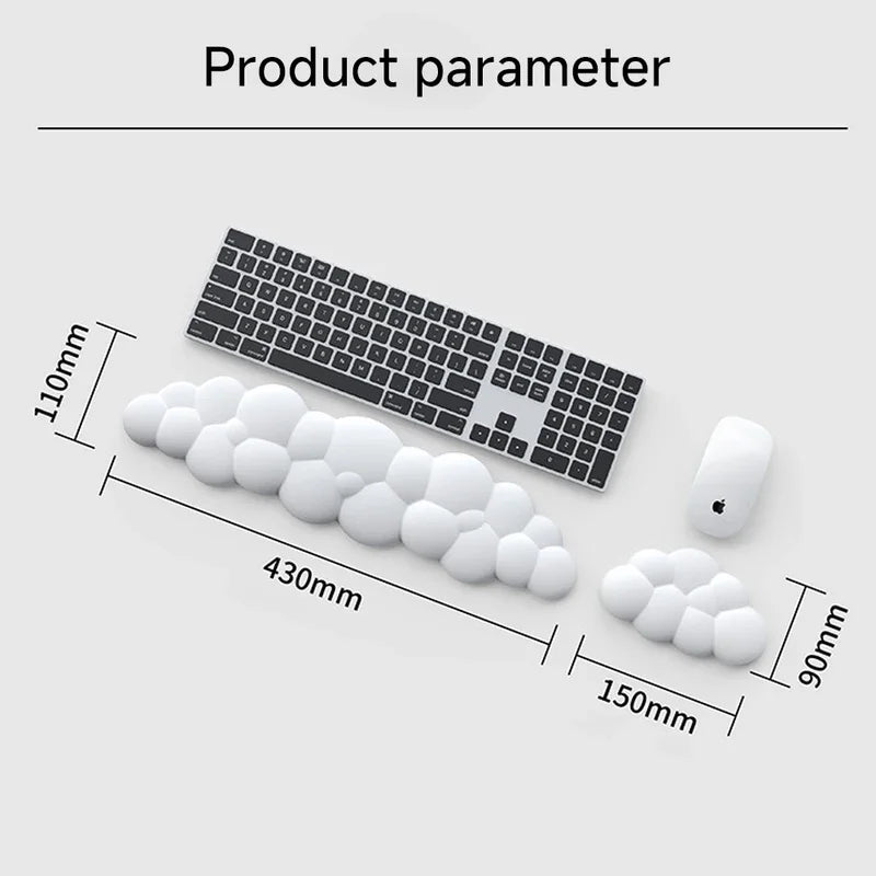 Cloud Shape Wrist Rest Pad Soft Material Memory Foam PU Bottom Anti-Slip Rubber Base Office Keyboard Mouse Support Wrist Pad