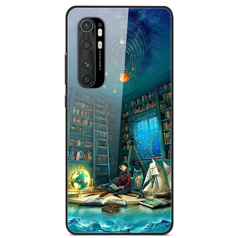 For Xiaomi Mi Note 10 Lite RU 6 GB 128 GB Case Tempered Glass Hard Back Cover For Xiaomi Mi Note 10 Lite Case Note10 Lite Fundas