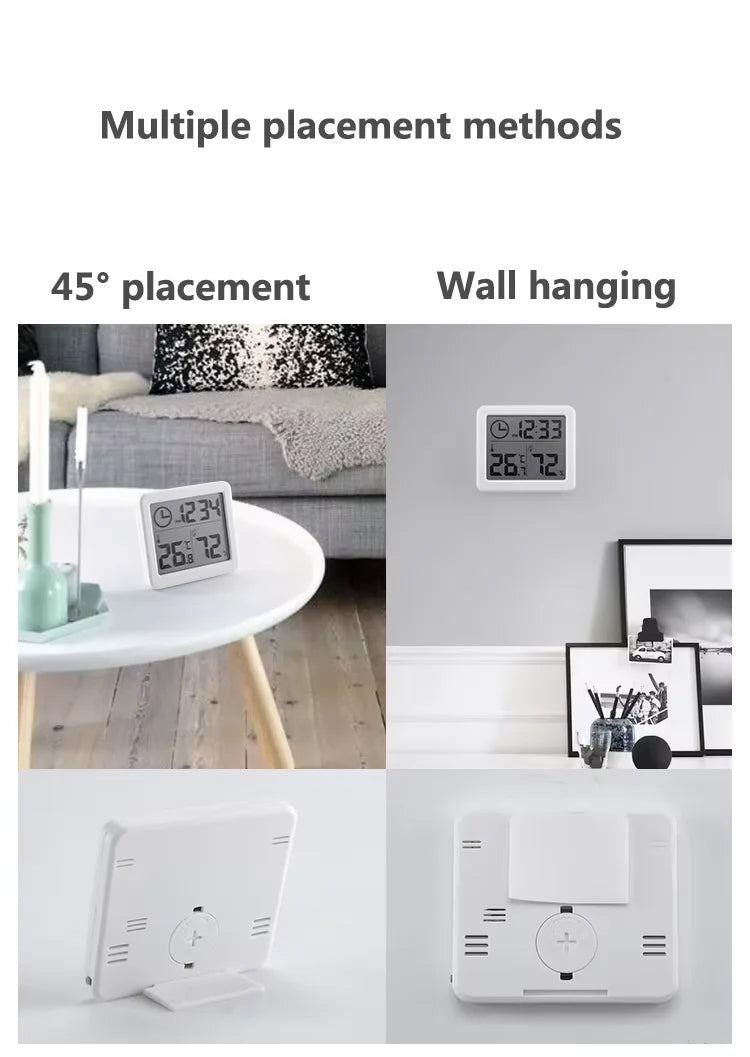 Large LCD Screen Digital Temperature Humidity Table Clock Automatic Monitoring Multifunction Electronic Desk Clock