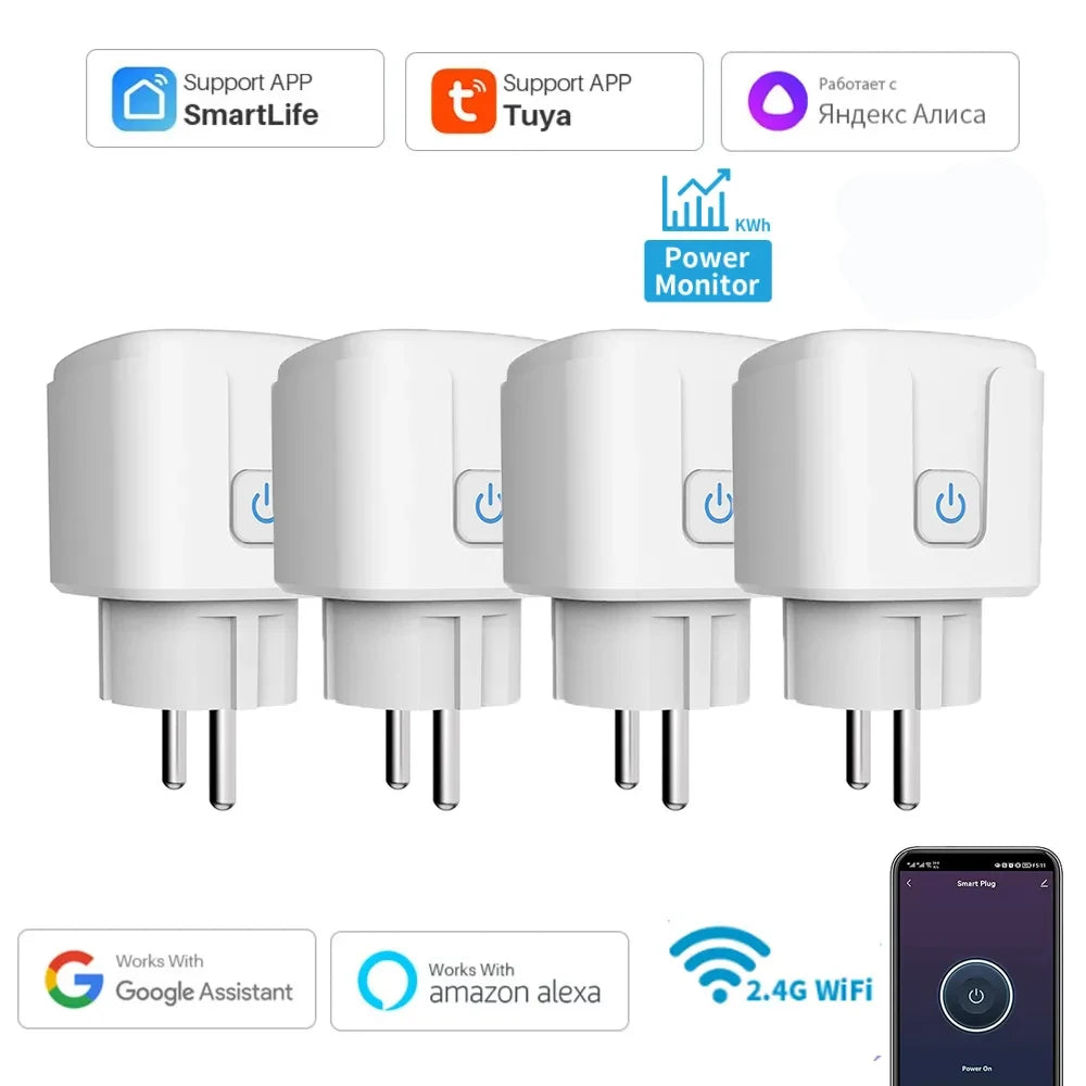 TUYA Smart Plug WiFi Socket EU 16A/20A With Power Monitor Timing Function Voice Control Works With Alexa GoogleHome
