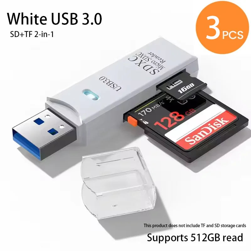 2 IN 1 USB 3.0 /USB 2.0 Card Reader SD TF Card Memory Card Reader High Speed Smart Card reader Adapter For PC Laptop Accessories