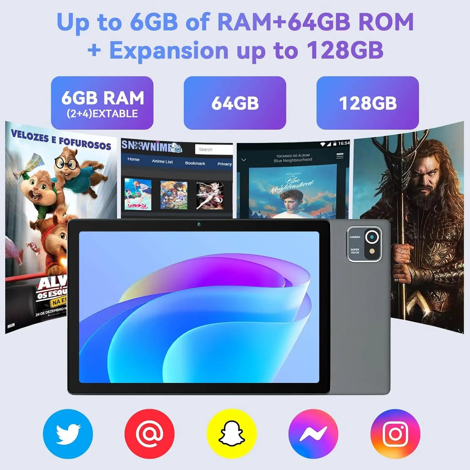 URAO MB1001 Android 13 Tablet 10 Inch 6GB RAM + 64GB ROM 128GB Expandable 5000mAh IPS Display 5G WiFi Dual Camera Tablet PC Gift