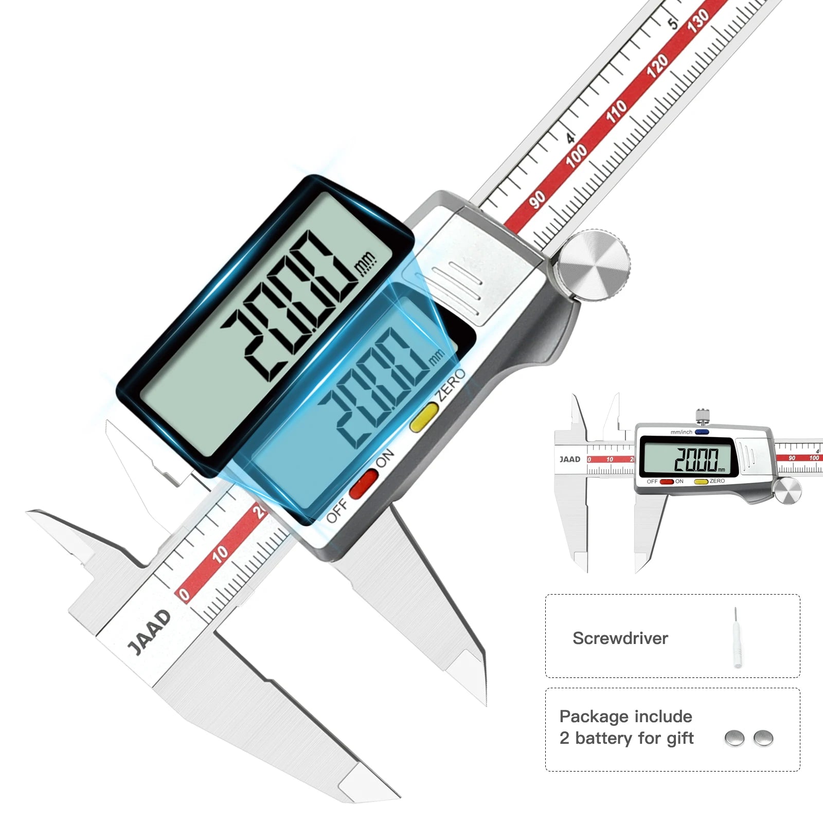 Digital Caliper,Stainless Steel Construction with Large LCD Screen,150mm/0-6 Inches,Industrial grade, high-precision tool