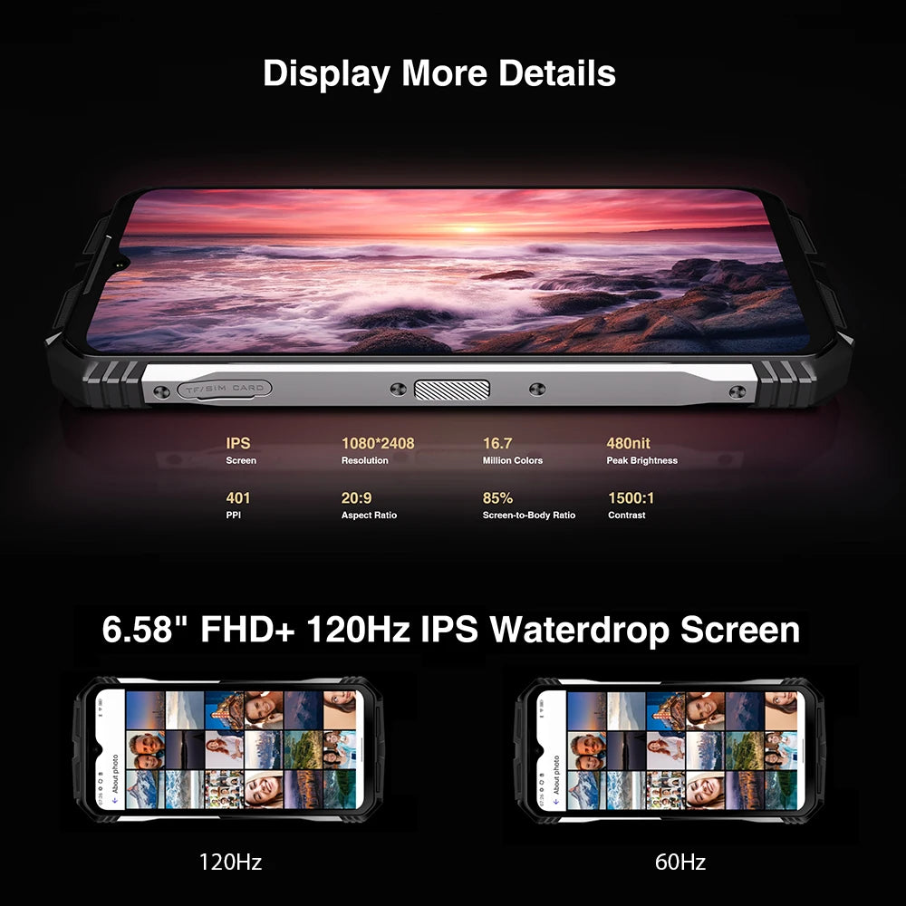 DOOGEE S110 12GB 256GB Smartphone Helio G99 Mobile Phone 6.58” FHD 120Hz Screen 10800mAh 66W Fast Charging Android 13 Cellphone