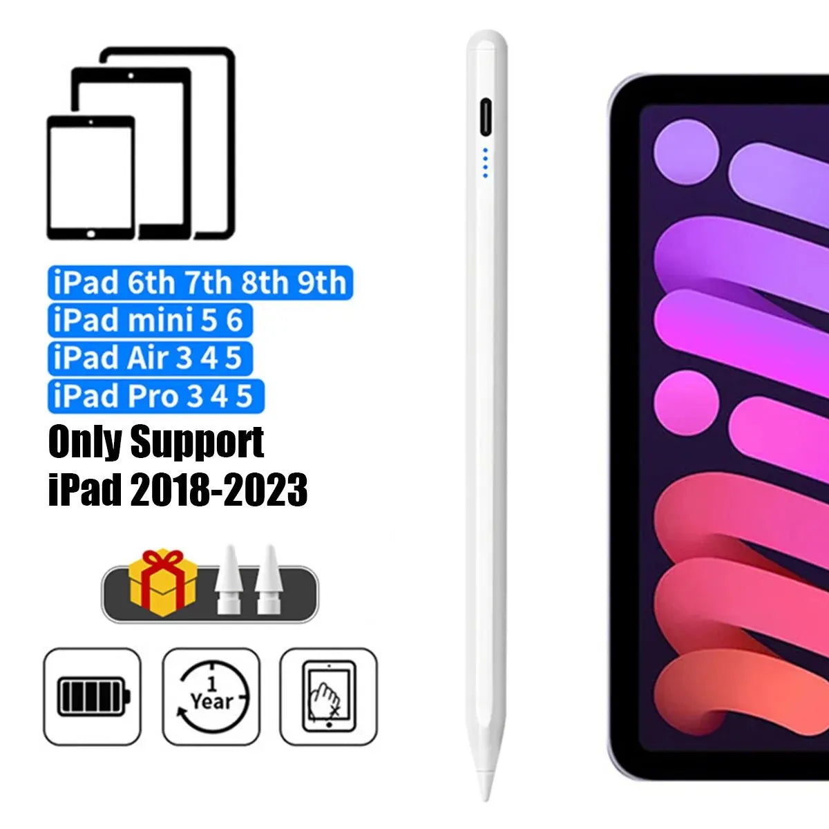 For Apple Pencil Palm Rejection Power Display Ipad Pencil Pen For iPad Accessories 2022 2021 2020 2019 2018 Pro Air Mini Stylus