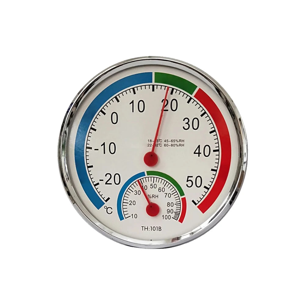 Mini Round Pointer Thermometer Hygrometer -30℃-50℃ Thermometer 20%-100% Hygrometer Indoor Office Humidity Monitor