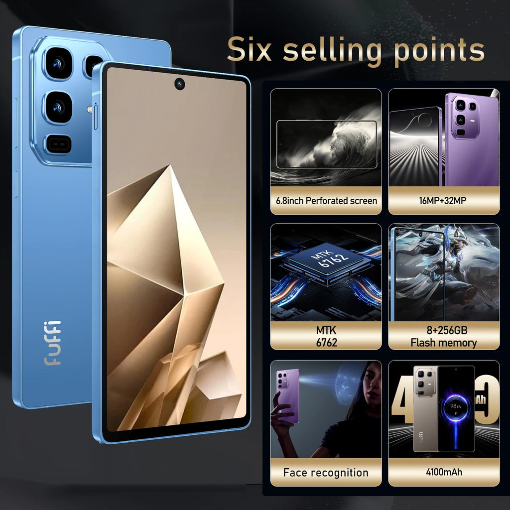 FUFFI S24 Pro Smartphone Cellphone Android 12 6.8inch Screen,8+256GB 16+32MP Mobile phone 4100mAh Google Play Store Phone