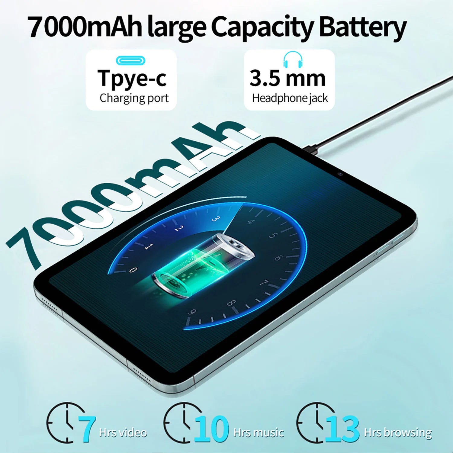 11 Inch Android Tablet 12GB+128GB Octa-Core 7000mAh Android 14 Google Play 4G LTE Phone Call 5G WiFi Global Version Tablet PC