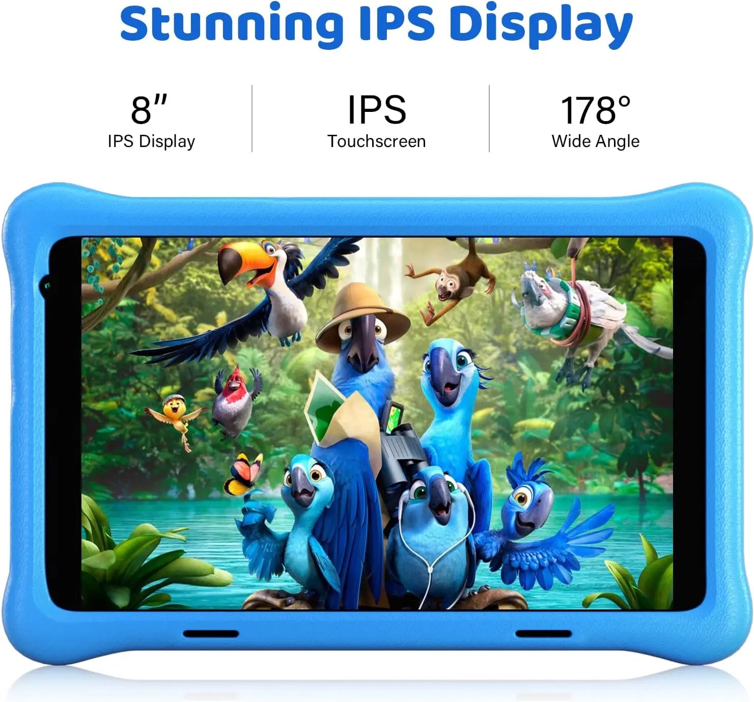 TK801 Kids Tablet 8 Inch 2GB RAM 32GB ROM with Expandable 128GB Slot Eye Protection Child-Friendly Software And Games Preloaded