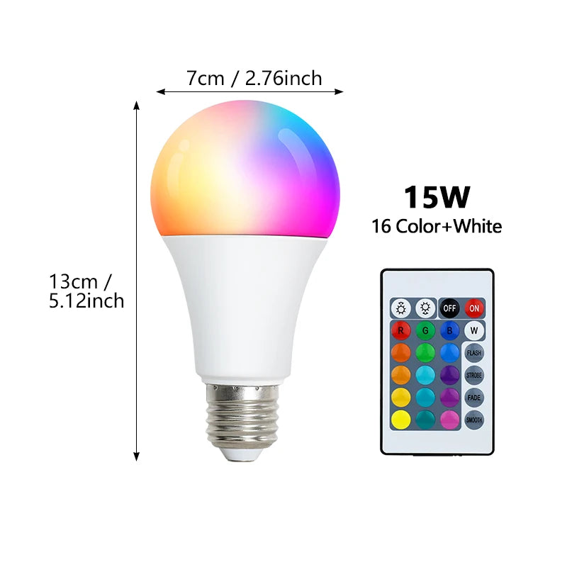 16 Colors RGB Colorful Infrared Remote Control Bulb 24 Key Remote Control Spotlight Color Changing Party Atmosphere Light