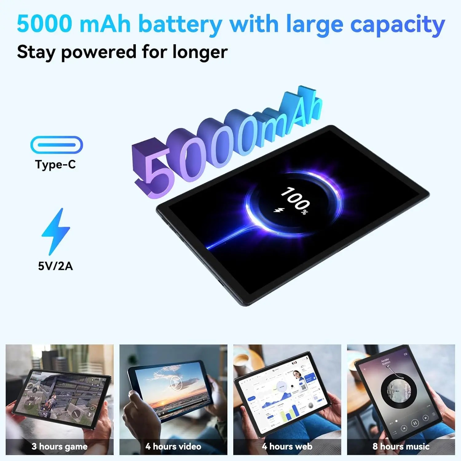 URAO C109 10 Inch Tablet Android 15 Tablet PC 24GB RAM 128GB ROM 1TB Expand Octa-Core Processor Widevine L1 Dual Camera BT WiFi