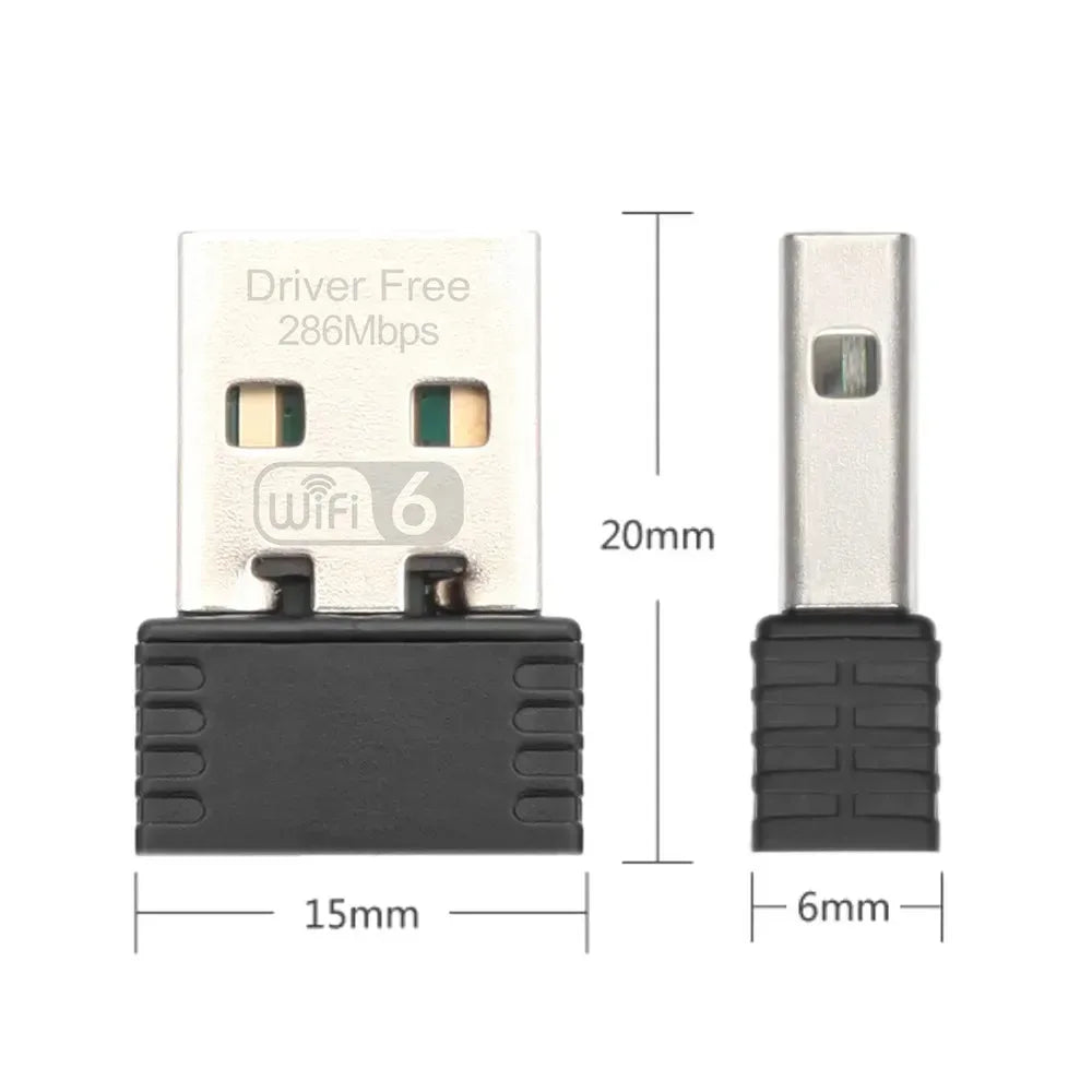Mini USB WIFI 6 Dongle Network Card 2.4GHz Wi-Fi Lan Adapter Driver Free For PC Laptop Windows 7 10 11 300M 150M Receiver