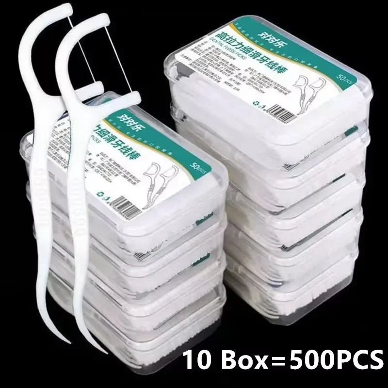 Dental Floss Stick High Tension Smooth Disposable Toothpick with Portable Floss Box for Teeth Care