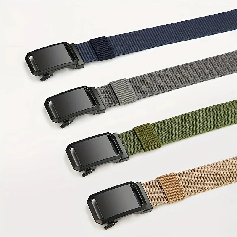 New Business Leisure Style Men's  Automatic Buckle Canvas Belt Durable Quick-Release Belt Outdoor Workwear Waist Belt ﻿