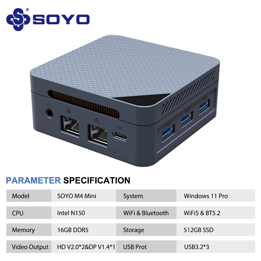 MLLSE G2 Pro Mini PC Intel Twin Lake N150 Processor LPDDR5 12GB RAM 512GB ROM Windows 11 Pro WiFi 5 BT5.2 Desktop Computer